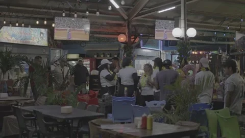 People dancing in the evening at a café in Panama Stock Footage 343745592