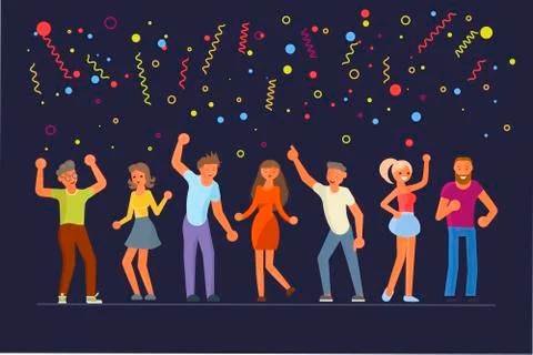 People dancing in flat design Stock Illustration