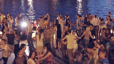 People dancing in the night at quay Video stock 40322418
