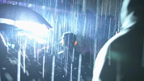 People dancing in the rain 4k Stock Footage 94537189