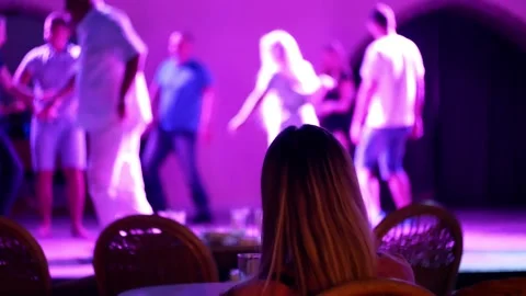 People dancing relaxing at party in the night restaurant cafe disco  Stock Footage 317549251