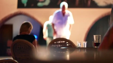 People dancing relaxing at party in the night restaurant cafe disco  Stock Footage 317549336