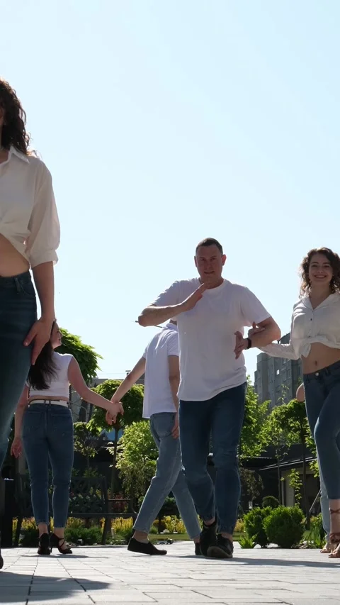 People dancing salsa LA and bachata in dark. Social dancers having fun on dance Stock Footage 278727948