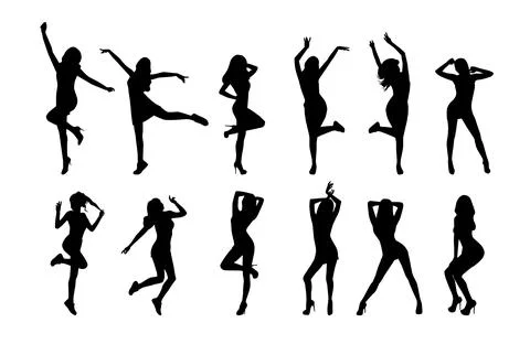 People dancing silhouette vector illustration Stock Illustration