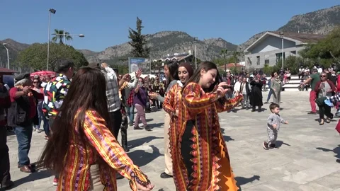 People dancing on the square celebrating the Spring festival Stock Footage 204154652