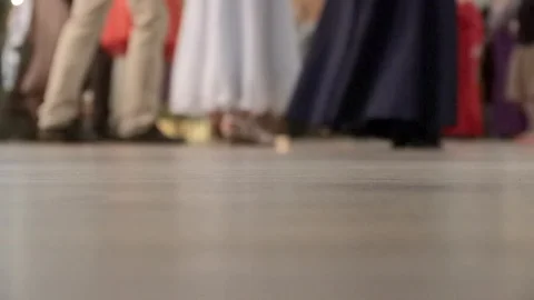 People dancing together at a dancing class party, learning to dance folk and Stock Footage 102343436