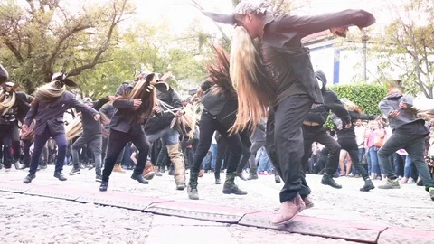 People dancing wearing devil masks 動画素材 127259332