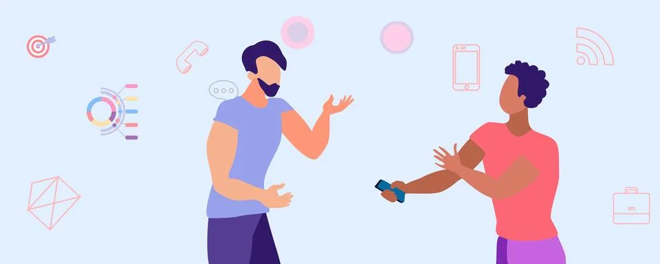 People, data and key performance indicators for marketing and business analytics Illustrazione stock