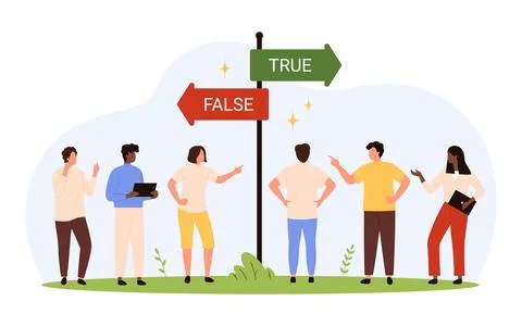 People Debating True Versus False Choices Stock Illustration