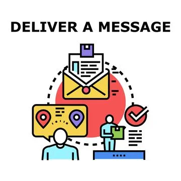 People delivering message and package through communication process Stock Illustration