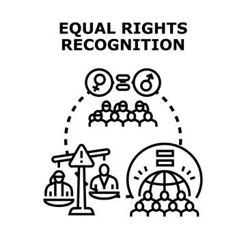 People demanding equal rights recognition and gender equality Stock Illustration