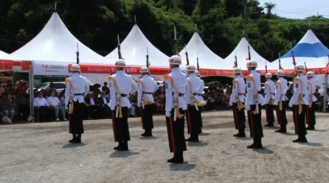 People demonstrate skill at the performance in Tongyeong, Korea. Stock Footage 62294592