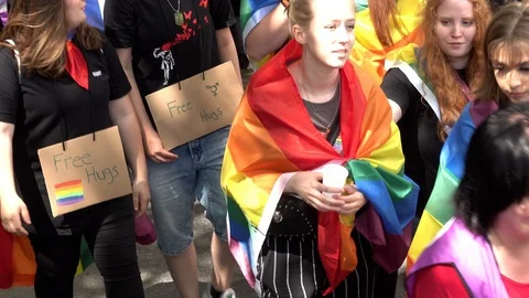 People demonstrating at the CSD Parade Stock Footage 109436095