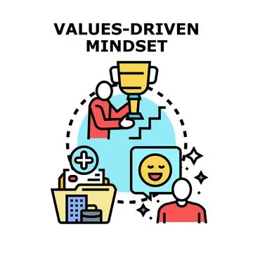 People demonstrating a values driven mindset for business development Stock Illustration