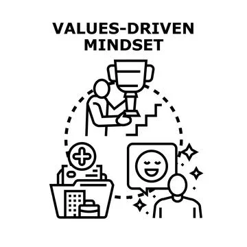 People demonstrating a values driven mindset for business development Stock Illustration