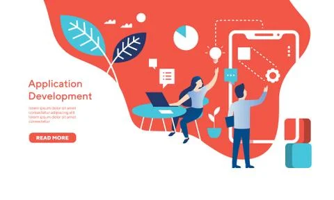 People develop the application as a team vector illustration 스톡 일러스트