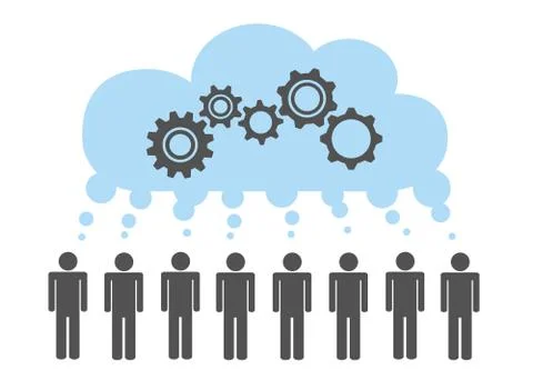 People develop a common idea pictogram with gears Stock Illustration
