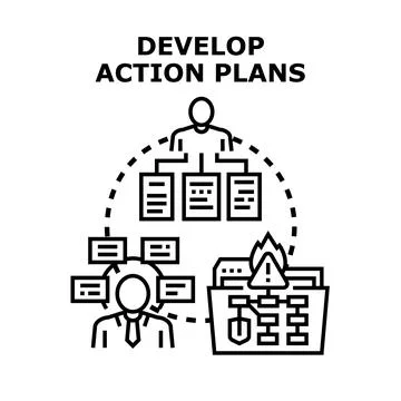 People developing action plans for problem solving strategy 스톡 일러스트