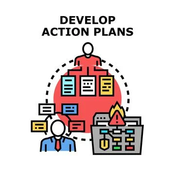 People developing action plans for problem solving strategy Stock Illustration