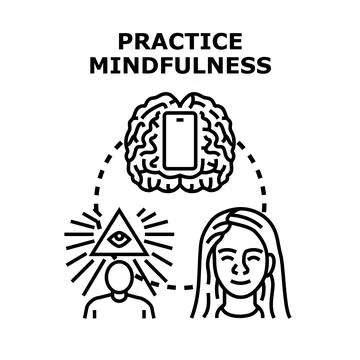 People developing mindfulness practice is an important concept involving cons イラスト素材