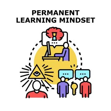 People developing permanent learning mindset with collaboration Stock Illustration