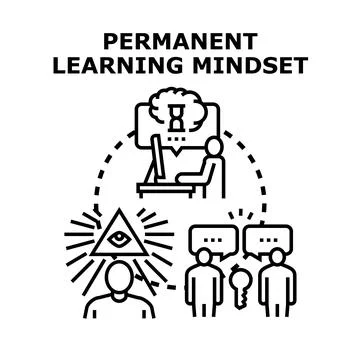 People developing permanent learning mindset with collaboration Stock Illustration