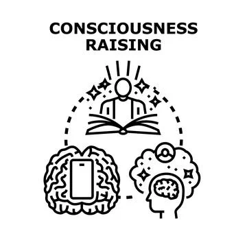 People developing self awareness through learning and technology Stock Illustration