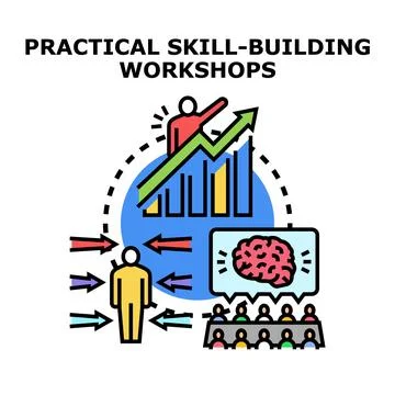 People developing skills in training workshop concept Stock Illustration