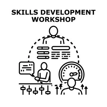 People developing skills in a workshop or training session Stock Illustration