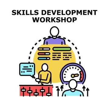 People developing skills in a workshop or training session Stock Illustration