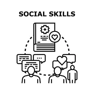 People developing social skills through communication and learning Stock Illustration