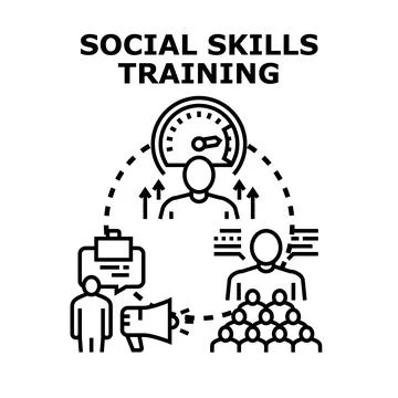 People developing social skills through interactive training program 库存插图