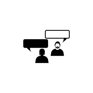 People with Dialog Speech Bubbles Flat Vector Icon Stock Illustration