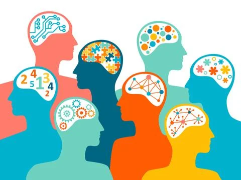 People with different brain characteristics Ilustração Stock