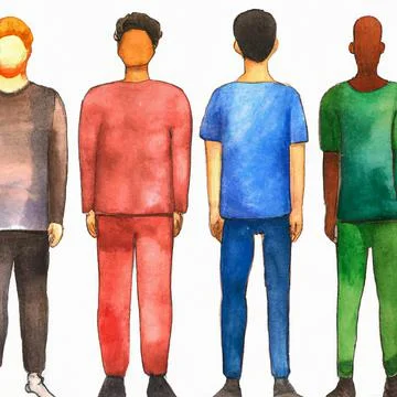 People of different ethnicities stand side by side together Stock-Illustration