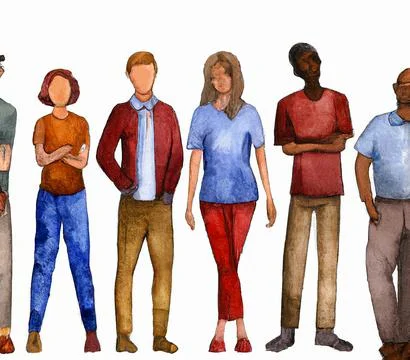 People of different ethnicities stand side by side together Stock-Illustration