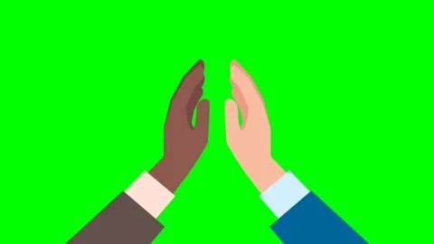 People of different ethnicity making high five salute. Happy businessmans Stock Footage 336379979