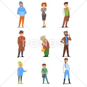 People of Different Lifestyle, Age and Profession. Vector Flat Illustration Set Stock Illustration