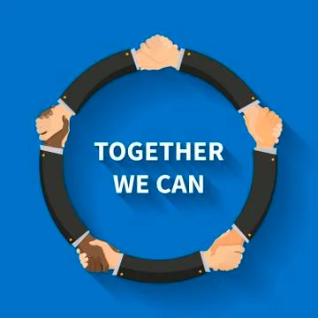 People different nations shake hands, conceptual flat illustration with long Stock Illustration