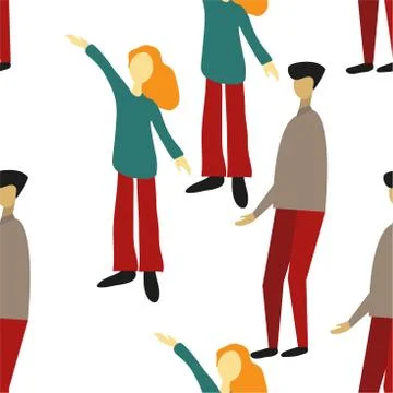 People in different poses seamless pattern vector illustration. Stock Illustration