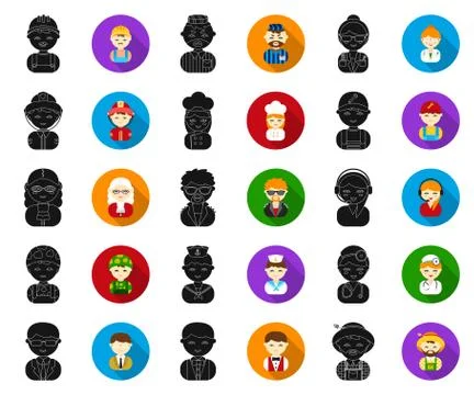 People of different professions black,flat icons in set collection for design Stock Illustration