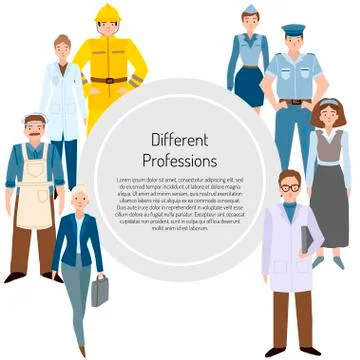 People of different professions. Frame and diffrent characters on a white Stock Illustration