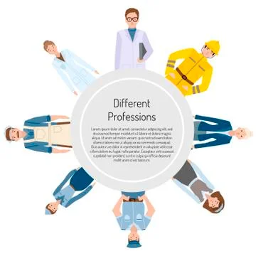People of different professions. Frame and diffrent characters on a white Stock Illustration