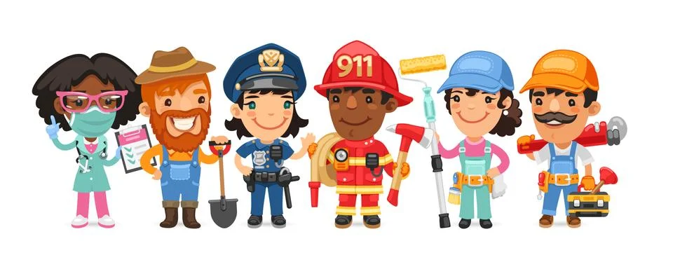 People with Different Professions Stock Illustration