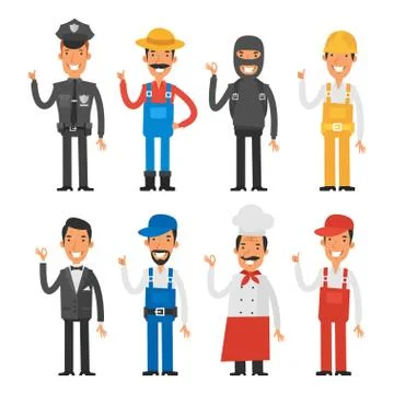 People of different professions showing thumbs up Illustrazione stock