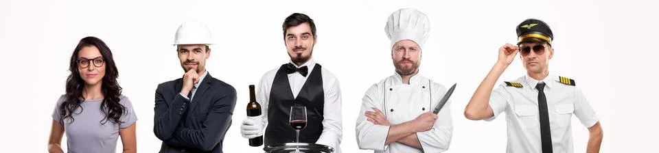 People of different professions in studio Stock Photos