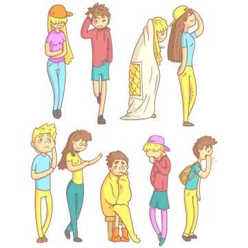 People With Different Sicknesses Stock Illustration