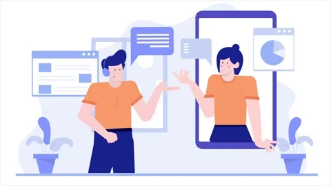 People with digital communication technology elements representing and data Stock Footage 282152088