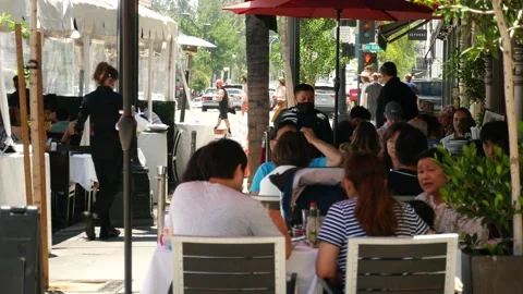 People Dining Eating Walking Crowds Pasadena California USA Stock-Footage 155608295