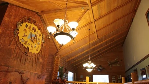 People Dining in a Log Home* Stock Footage 114625000
